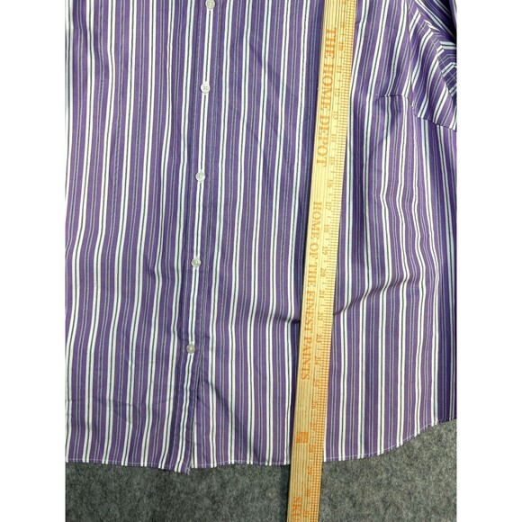 Chaps Purple White Striped Button Down Shirt Plus Sz 3X Cotton Womens Blouse Top - Picture 5 of 8